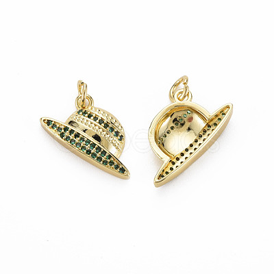 Brass Micro Pave Cubic Zirconia Pendants KK-T004-106G-01-1