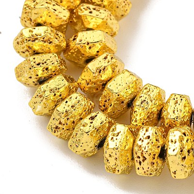 Electroplated Natural Lava Rock Beads Strands G-I360-G01-01-1