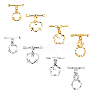 PandaHall Elite 8Set 4 Style Brass Toggle Clasps KK-PH0001-88-1