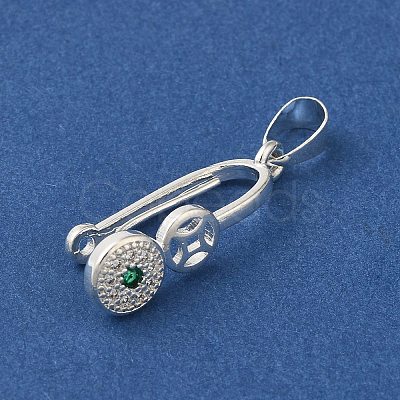 Rack Plating Brass Micro Pave Cubic Zirconia Ice Pick Pinch Bails KK-F873-19S-1