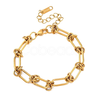 667 Stainless Steel(Grade 201 Equivalent) Paperclip Chain Bracelets for Women BJEW-P347-03G-1