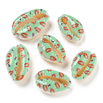 Printed Natural Shell Beads BSHE-G037-01A-1