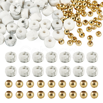 50Pcs Natural Howlite Beads G-TAD0001-09-1
