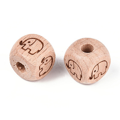 Engraved Beech Wood Beads WOOD-N015-08D-1