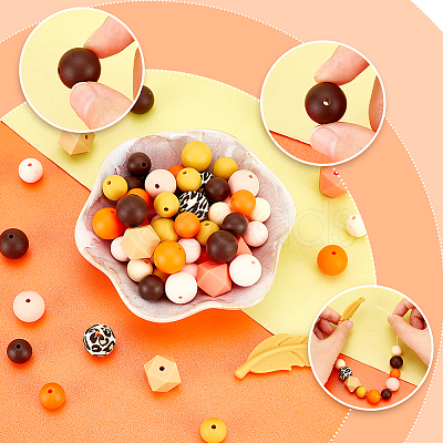 14 Style Food Grade Eco-Friendly Silicone Focal Beads SIL-GA0001-09-1