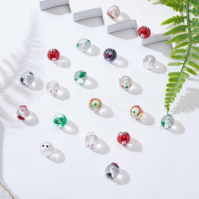 20Ppcs 5 Style Transparent Glass Enamel Beads GLAA-FH0001-47-1