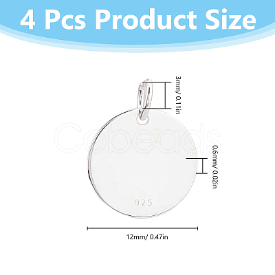 4Pcs 925 Sterling Silver Pendants STER-DC0001-37-1