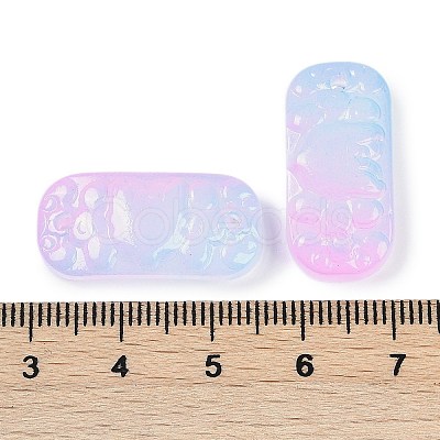 Spray Painted Transparent Glass Connector Charms X1-GLAA-H035-06G-1