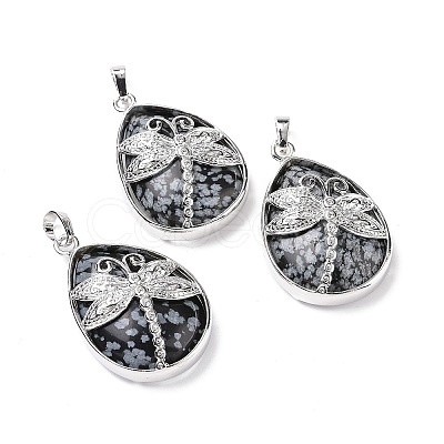 Natural Snowflake Obsidian Pendants X-G-G900-01P-13-1
