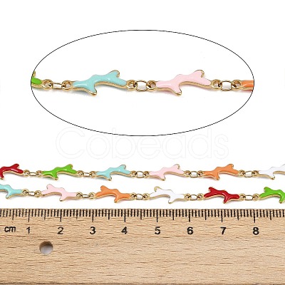 304 Stainless Steel Enamel Coral Link Chains CHS-F023-01G-G-1