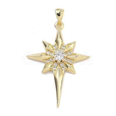 Brass Micro Pave Clear Cubic Zirconia Pendants KK-C251-14G-1