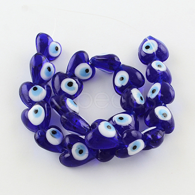 Heart Evil Eye Lampwork Bead Strands X-LAMP-R119-01-1