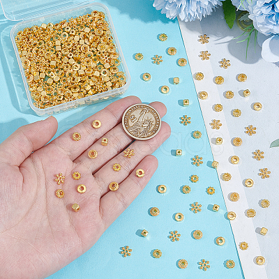 360Pcs 6 Styles Alloy Spacer Beads FIND-UN0007-01G-1