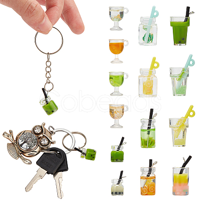 WADORN 56pcs 14 style Glass and Resin Bottle Pendants RESI-WR0001-05-1