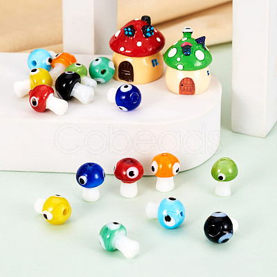 32Pcs 8 Colors Handmade Evil Eye Lampwork Beads LAMP-CD0001-20-1