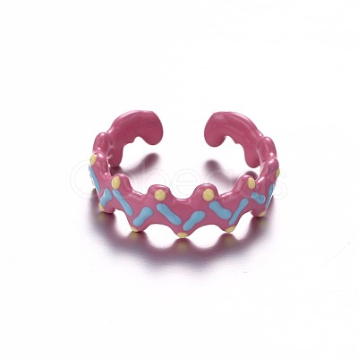 Brass Enamel Cuff Open Rings for Girls WG753F1-05-1