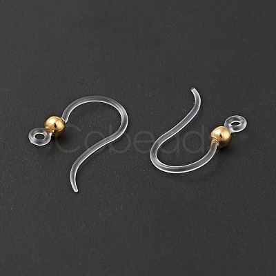 Transparent Resin Earring Hooks RESI-G050-01G-1