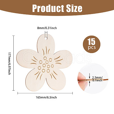 Unfinished Wood Flower Pendants AJEW-WH0270-733-1
