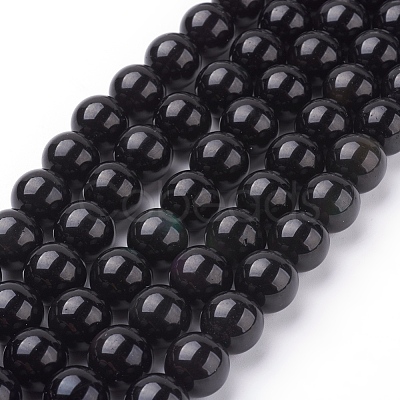 Natural Obsidian Beads Strands G-G099-12mm-24-1