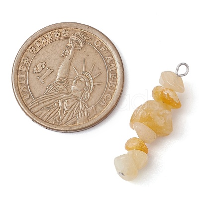 Gradient Color Natural Citrine & Natural Tiger Eye & Natural Gold Rutilated Quartz Chip Beaded Pendants PALLOY-JF02791-08-1