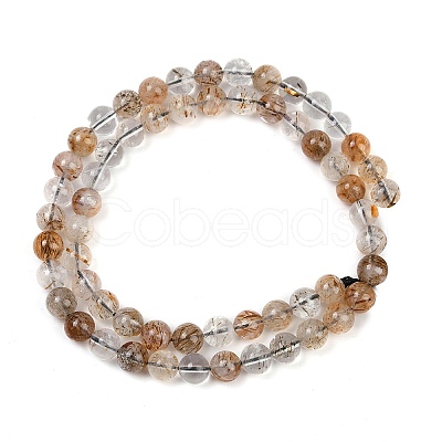 Natural Black Gold Rutilated Quartz Beads Strands G-H093-B03-6mm-1