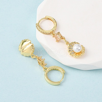 Brass Micro Pave Cubic Zirconia Hoop Earrings EJEW-A149-04B-G-1