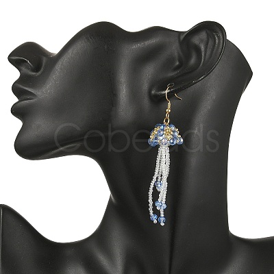 304 Stainless Steel Glass Seed Beads Jellyfish Dangle Earrings EJEW-MZ00553-04-1