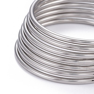 7Pcs 201 Stainless Steel Plain Bangle Sets Hand Polished for Women BJEW-L664-022C-P02-1