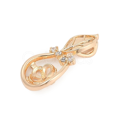 Brass Micro Pave Clear Cubic Zirconia European Dangle Charms Bails KK-Q026-14G-1