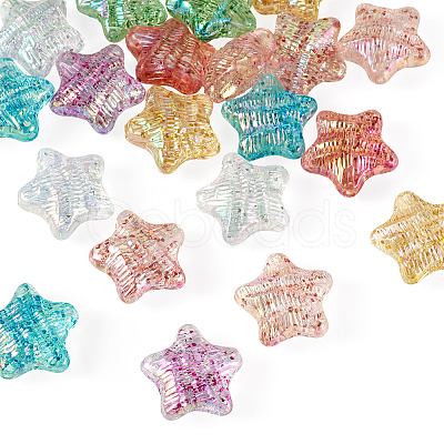20Pcs UV Plating Transparent Acrylic Beads OACR-TA0001-67-1