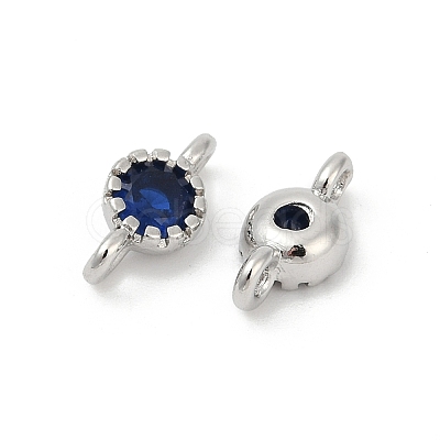 Brass Cubic Zirconia Flat Round Connector Charms KK-H204-02P-03-1