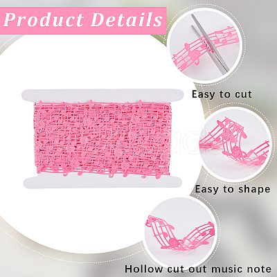 20 Yards Polyester Musical Note Lace Trim Ribbon OCOR-GF0004-44F-1