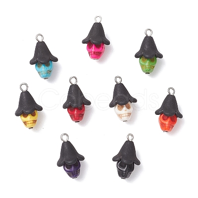 Dyed Synthetic Turquoise Pendants PALLOY-JF04264-1