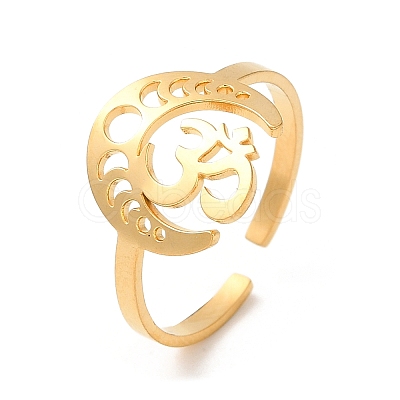 304 Stainless Steel Open Cuff Ring RJEW-K251-05G-1