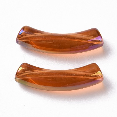 UV Plating Transparent Rainbow Iridescent Acrylic Beads OACR-A016-01-1