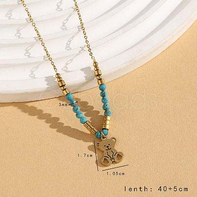 Vintage Christmas 304 Stainless Steel & Synthetic Turquoise Pendant Necklaces for Women HS2328-9-1