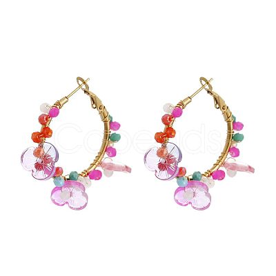 201 Stainless Steel Acrylic Hoop Earrings FS-WG443EA-16-1