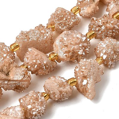 Electroplated Natural Druzy Agate Beads Strands G-G289-02D-1