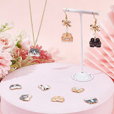 40Pcs 10 Colors Rack Plating Alloy Enamel Pendants ENAM-SC0003-10-1