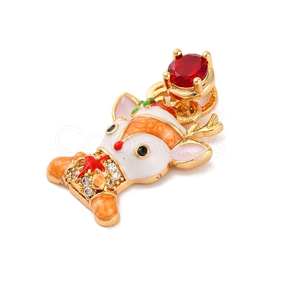 Christmas Theme Brass Micro Pave Cubic Zirconia Pendants KK-C076-27G-06-1
