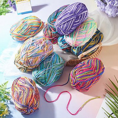 Light Gradient Segment Dyed Polyester Yarn DIY-TADJ0002-005E-1