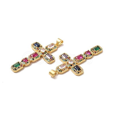 Rack Plating Eco-Friendly Brass Micro Pave Cubic Zirconia Pendants LS-KK-A177-05G-1