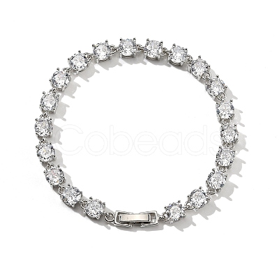 Brass Micro Pave Clear Cubic Zirconia Bracelets BJEW-D333-01P-1