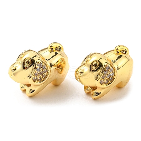 Rack Plating Brass Micro Pave Cubic Zirconia European Beads KK-M247-02G-1