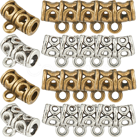 160Pcs 2 Colors Tibetan Style Alloy Tube Bails TIBE-SP0001-10-1