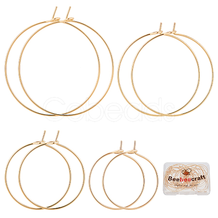 40Pcs 4 Style Brass Hoop Earrings Findings KK-BBC0002-41-1