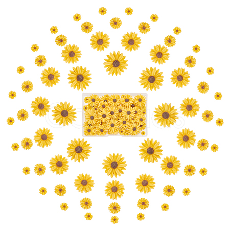 100Pcs 4 Styles Flatback Hair & Costume Accessories Ornaments Resin Flower Daisy Cabochons CRES-NB0001-37A-1