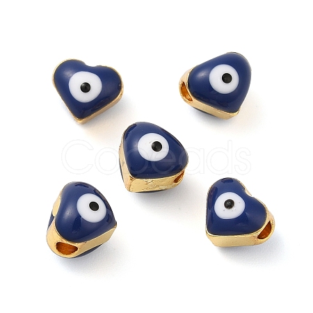 Golden Tone Brass Enamel Beads KK-E048-04G-01-1