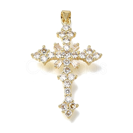 Brass Micro Pave Clear Cubic Zirconia Pendants CU-CBA9883-04A-G-1