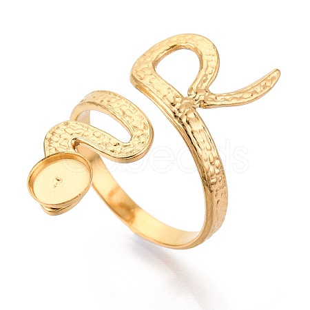 Snake 304 Stainless Steel Cuff Ring Components STAS-T066-28G-1